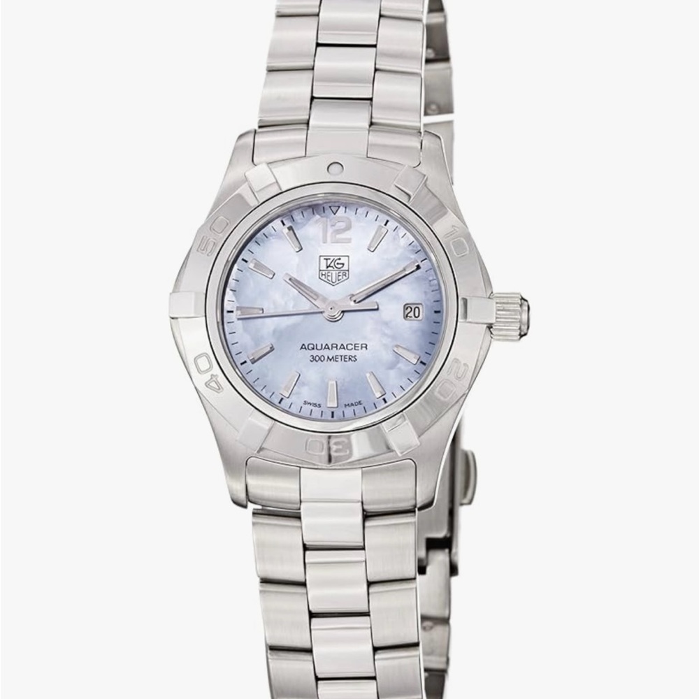 Tag Heuer Silver and Blue Smartwatch with Polished Finish